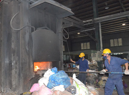 Lò  đốt chất thải nguy hại tại Nhà máy xử lý chất thải nguy hại Sao Việt, một trong những công nghệ được giới thiệu tại triển lãm quốc tế công nghệ môi trường tại Nhật Bản.