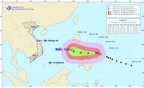 Dự báo đường đi của bão Hagupit - TTDBKTTV Trung ương
