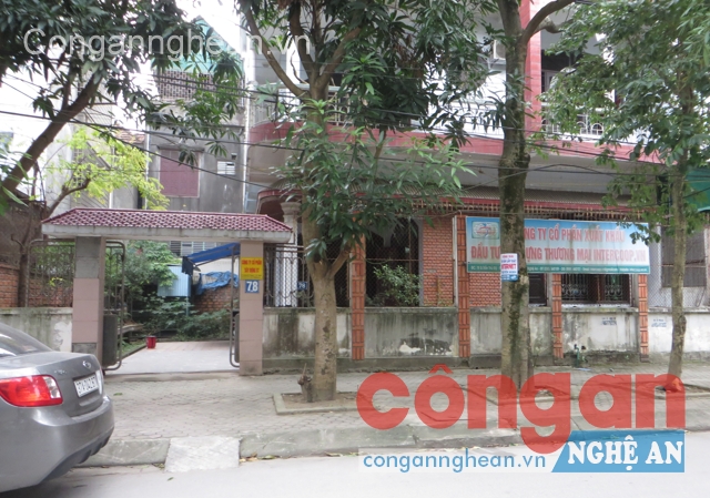 Trụ sở Công ty Intercoop.vn tại số nhà 78, đường Trần Thủ Độ, phường Trường Thi  (TP Vinh), do Đàm Thị Trường làm giám đốc, đưa người đi xuất khẩu lao động bất hợp pháp 