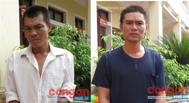 Hai đối tượng Long và Tiến tại cơ quan điều tra 