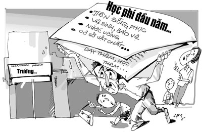Lạm thu trong trường học là gánh nặng đối với phụ huynh học sinh  (Tranh minh họa)