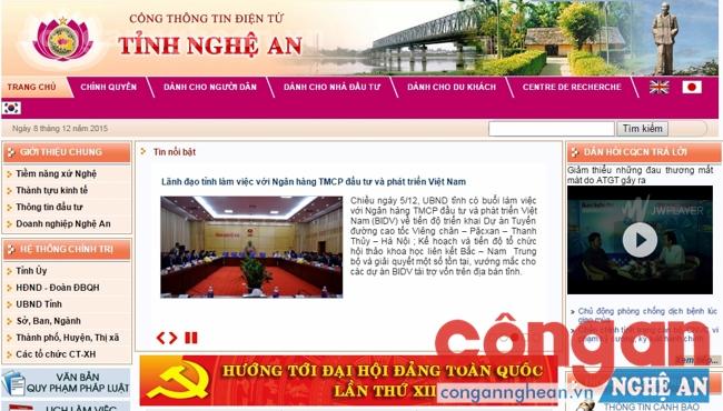 Cổng Thông tin điện tử Nghệ An, nơi thực hiện việc điều hành, chỉ đạo bằng phần mềm quản lý chung