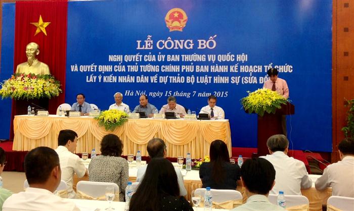 Bộ luật Hình sự 2015 đã được tổ chức lấy ý kiến rộng rãi trong nhân dân trước khi sửa đổi và thông qua