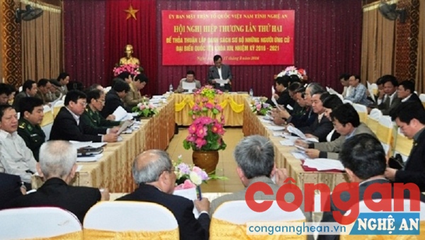 Ủy ban MTTQ tỉnh chủ trì Hội nghị hiệp thương lần thứ hai để thoả thuận, lập danh sách sơ bộ những người ứng cử đại biểu Quốc hội khóa XIV và đại biểu HĐND tỉnh khóa XVII -  Ảnh: M.H