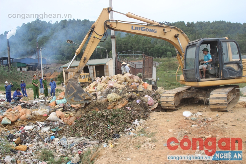 Số thực phầm bẩn, hóa hóa được xử lý trước khi chôn, lấp