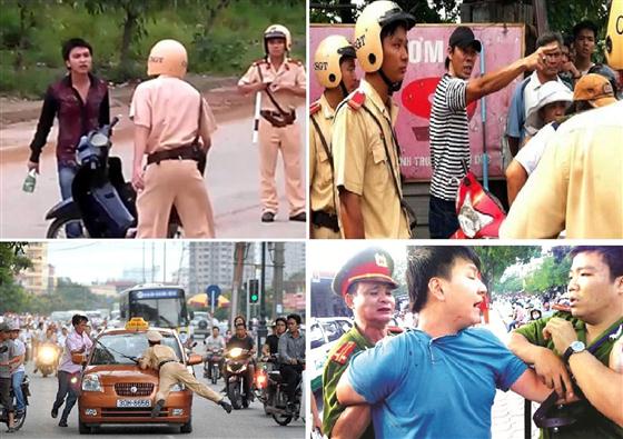 Những hình ảnh chống người thi hành công vụ gây bức xúc dư luận - Ảnh minh họa