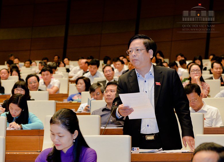 Đại biểu Quốc hội Nguyễn Trường Giang- tỉnh Đắk Nông chất vấn tại Hội trường - Ảnh: Đình Nam