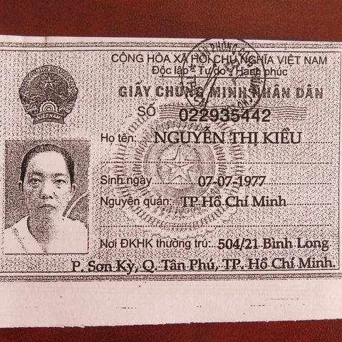 Chứng minh nhân dân của đối tượng Kiều