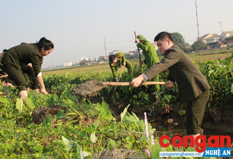 Đoàn viên, thanh niên Công an Nghệ An ra quân làm thủy lợi