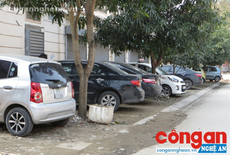 Xe ôtô chiếm hết vỉa hè (ảnh chụp trên đường Tuệ Tĩnh)