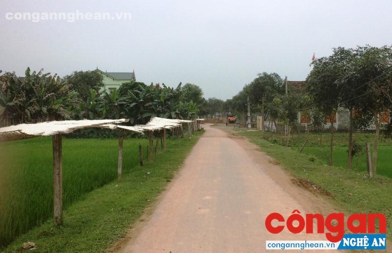 Bún được phơi ngay trên đường vào xóm Quy Chính