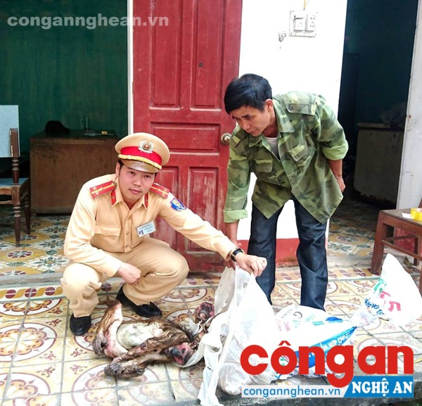Ông Bảy cùng tang vật là 4 cá thể khỉ bị phát hiện, bắt giữ.