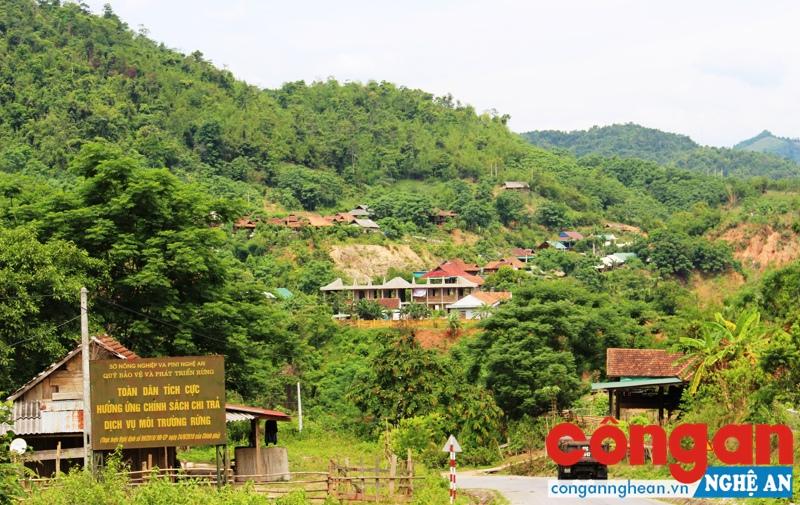 Sau nhiều năm sinh sống ở các điểm tái định cư, người dân còn khó khăn về đất sản xuất và đất rừng (Trong ảnh: Một điểm dân cư Khu tái định cư xã Thông Thụ, huyện Quế Phong)