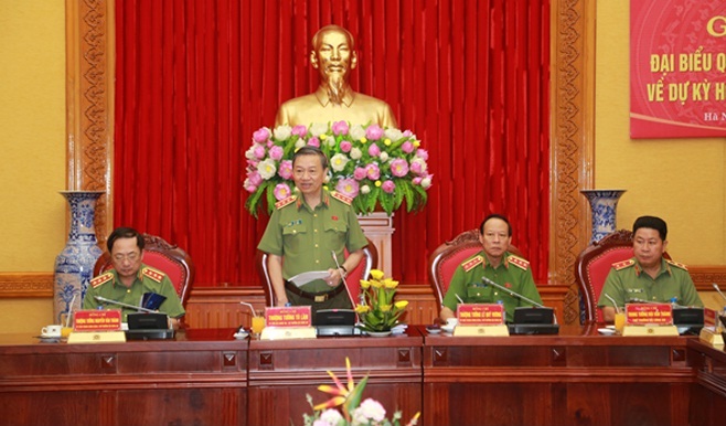 Bộ trưởng Tô Lâm phát biểu tại buổi gặp mặt.