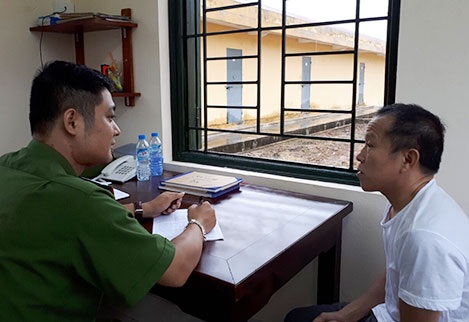 Đối tượng Hoàng Trung Từ tại Trại tạm giam Công an tỉnh Phú Thọ.