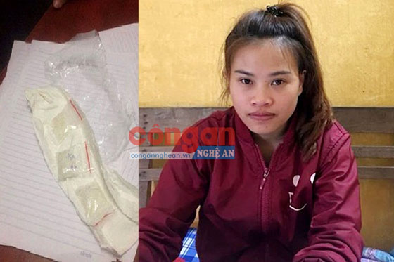 Đối tượng Lương Thị Dương và tang vật bị thu giữ