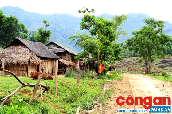 Một góc tái định cư thủy điện bản Vẽ tại huyện Thanh Chương