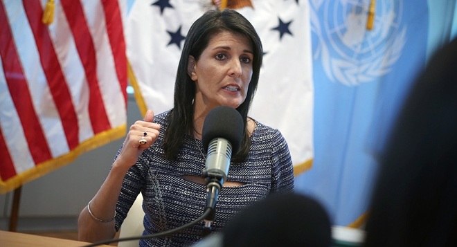 Đại sứ Mỹ tại Liên Hợp Quốc Nikki Haley. Ảnh: ITN