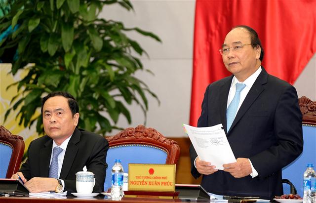 Thủ tướng Nguyễn Xuân Phúc phát biểu tại buổi làm việc. Ảnh: VGP/Quang Hiếu