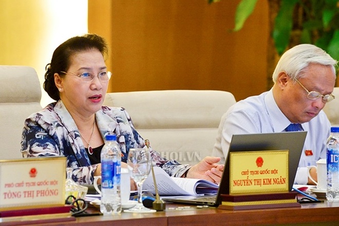 Chủ tịch Quốc hội Nguyễn Thị Kim Ngân phát biểu tại Phiên họp.