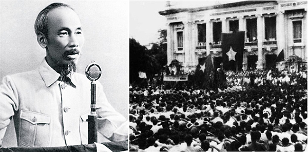 Chủ tịch Hồ Chí Minh đọc Tuyên ngôn độc lập ngày 2-9-1945.