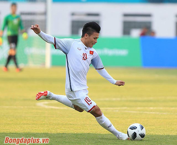 Quang Hải ghi bàn duy nhất của trận đấu, giúp Olympic Việt Nam giành chiến thắng. Ảnh: bongdaplus.vn
