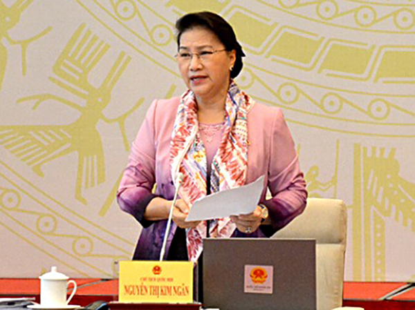 Chủ tịch Quốc hội Nguyễn Thị Kim Ngân phát biểu tại hội nghị. Ảnh: NGUYỄN HOÀNG