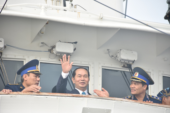 Chủ tịch nước Trần Đại Quang thăm cán bộ, chiến sĩ Bộ Tư lệnh Vùng Cảnh sát biển 3 ngày 30-1-2018.