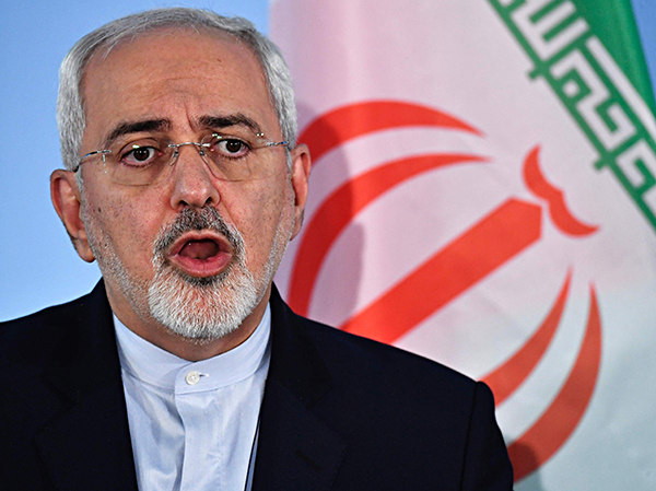 Ngoại trưởng Iran Mohammad Javad Zarif trong một cuộc họp báo ở thủ đô Tehran.