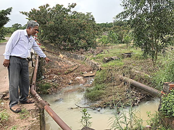 Theo phản ánh của người dân xã Hòa Hiệp, nước suối Cầu Mới cũng bị ô nhiễm do hoạt động chăn nuôi nên người dân không thể dùng để sinh hoạt và tưới cây. Ảnh: QUANG VŨ