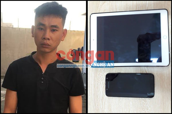 Đối tượng Nguyễn Hùng Cường và tang vật trong vụ trộm cắp tài sản ngày 19/10