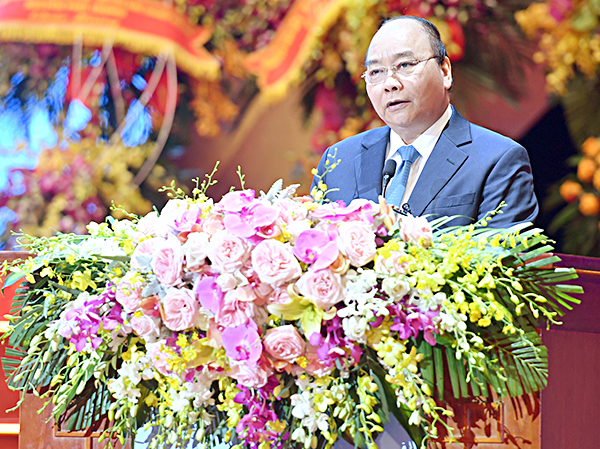 Thủ tướng Chính phủ Nguyễn Xuân Phúc phát biểu tại lễ kỷ niệm. Ảnh: QUANG HIẾU