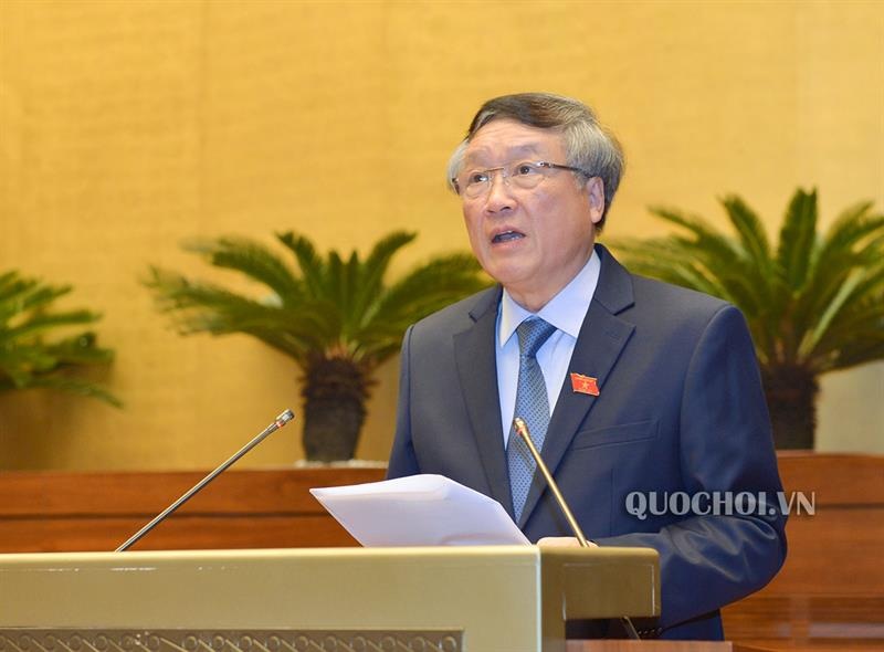 Chánh án Tòa án nhân dân tối cao Nguyễn Hòa Bình trình bày Báo cáo công tác năm 2018của Chánh án Tòa án nhân dân tối cao (trong đó có nội dung về công tác giải quyết khiếu nại, tố cáo của công dân)