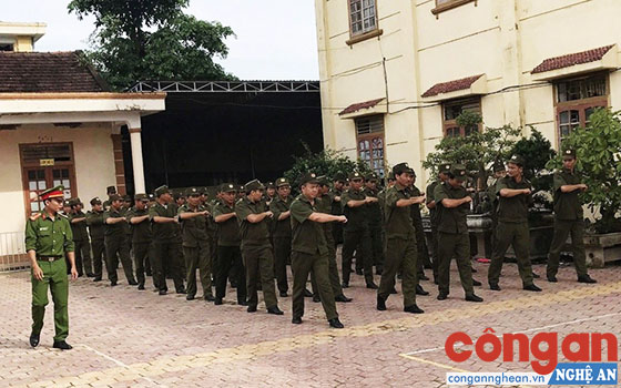 Công an huyện Tân Kỳ tăng cường tập luyện điều lệnh, quân sự, võ thuật cho lực lượng Công an xã, thị trấn nhằm nâng cao năng lực, khả năng sẵn sàng chiến đấu