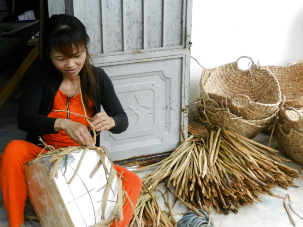 Việc làm cho lao động nữ nông thôn chủ yếu vẫn là những nghề thủ công như đan giỏ lục bình, nghề may. Họ rất khó kiếm được một công việc có tính ổn định, thu nhập khá.