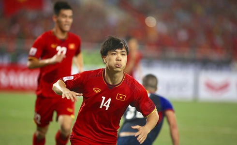 Vừa vào sân được 2 phút, Công Phượng đã nâng tỷ số lên 2-0 cho đội tuyển Việt Nam. Ảnh: TTO