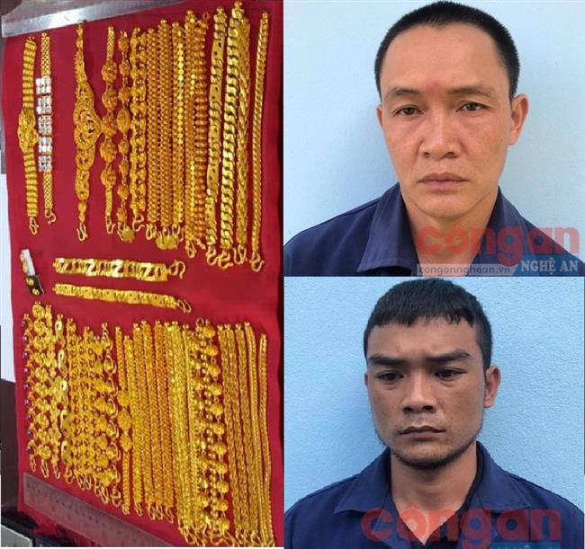 2 đối tượng Nguyễn Trung Thành và Nguyễn Văn Lâm cùng tang vật vụ án