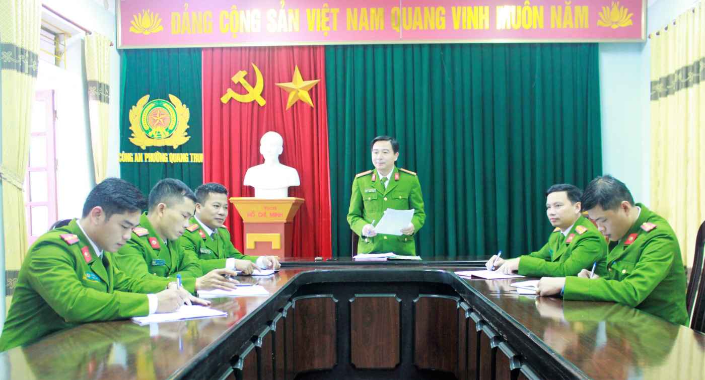 Công an phường Quang Trung họp bàn triển khai kế hoạch đảm bảo ANTT trên địa bàn