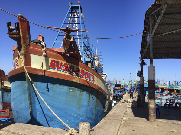 Ngày 16-2, nhiều tàu cá còn nằm bờ tại cảng Bến Đá, phường 5,  TP. Vũng Tàu. 