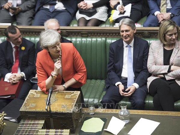 Thủ tướng Anh Theresa May phát biểu tại cuộc họp Hạ viện ở London ngày 27-2-2019. Ảnh: THX