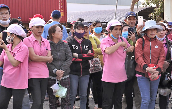 Gần 120 công nhân tại các xưởng 7 và xưởng 1 của Công ty Mei Sheng Textiles Việt Nam (huyện Châu Đức) đã ngừng việc tập thể trước cổng Công ty.