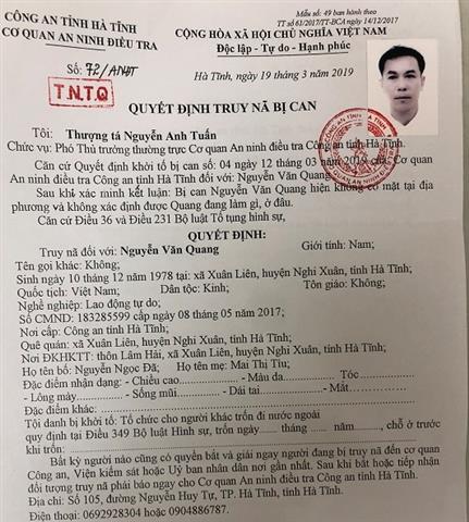 Hà Tĩnh: Truy nã đối tượng tổ chức cho người khác trốn ra nước ngoài