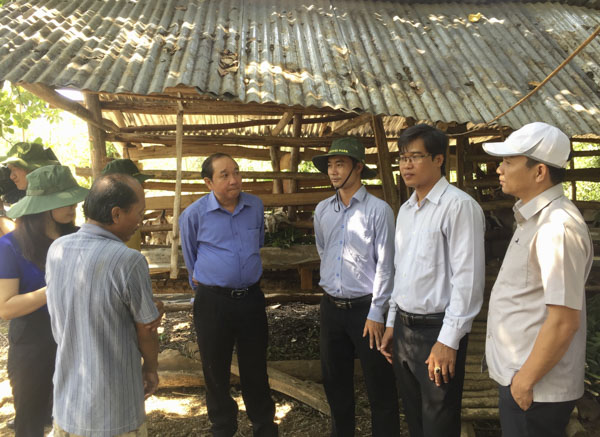 Đoàn khảo sát tình hình chăn nuôi dê tại gia đình ông Trần Văn Lập (dân tộc Tày, ở ấp Phú Lộc,  xã Hòa Hiệp, huyện Xuyên Mộc). 