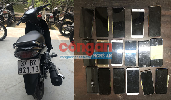 Một số phương tiện và tang vật trong chuyên án cướp giật mà Đội Cảnh sát Hình sự vừa khám phá