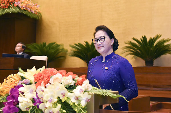 : Chủ tịch Quốc hội Nguyễn Thị Kim Ngân phát biểu khai mạc kỳ họp. Ảnh: QUANG KHÁNH