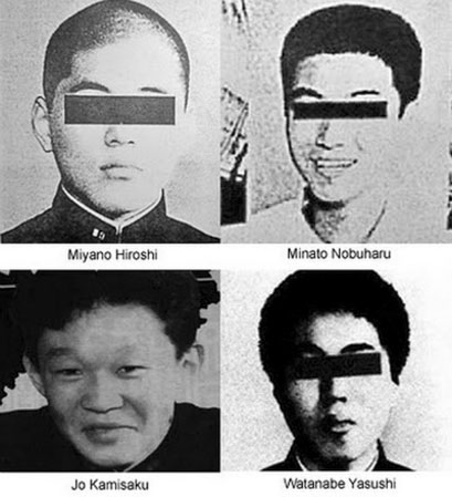       4 kẻ tra tấn, hãm hiếp Furuta. Danh tính của những tên này được xác định bởi truyền thông. Ảnh: ripeace.	