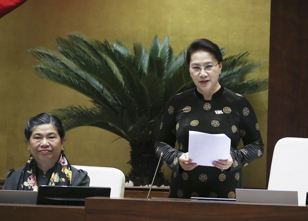 Chủ tịch Quốc hội Nguyễn Thị Kim Ngân phát biểu kết thúc phiên chất vấn và trả lời chất vấn. 