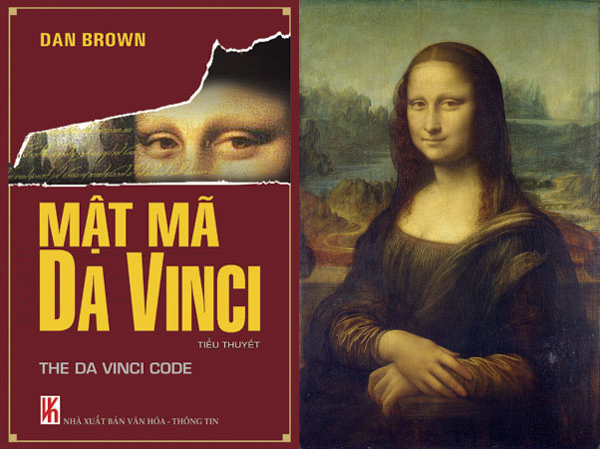 Bức họa “Mona lisa” và bìa tiểu thuyết Mật mã Da Vinci (nguồn wikipedia)