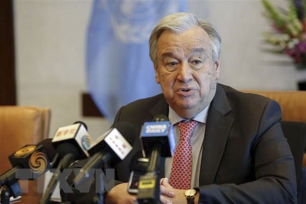 TTK LHQ Antonio Guterres phát biểu trong cuộc họp báo tại New York, Mỹ.