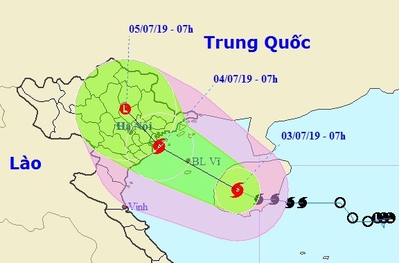 Dự báo vị trí, đường đi của bão số 2.